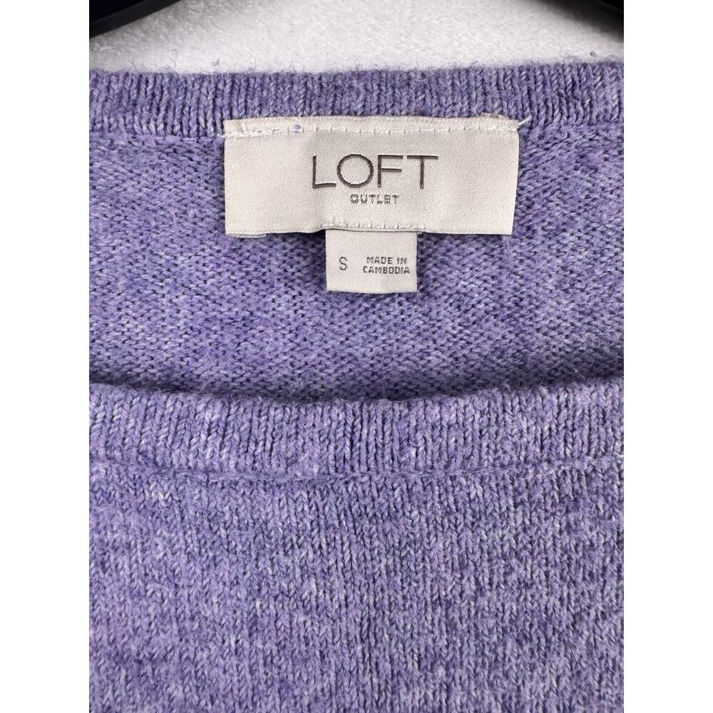 LOFT Women’s Small Lilac Boat Neck Pullover Sweater Cotton Blend 3/4 Tie Sleeve - Picture 5 of 9